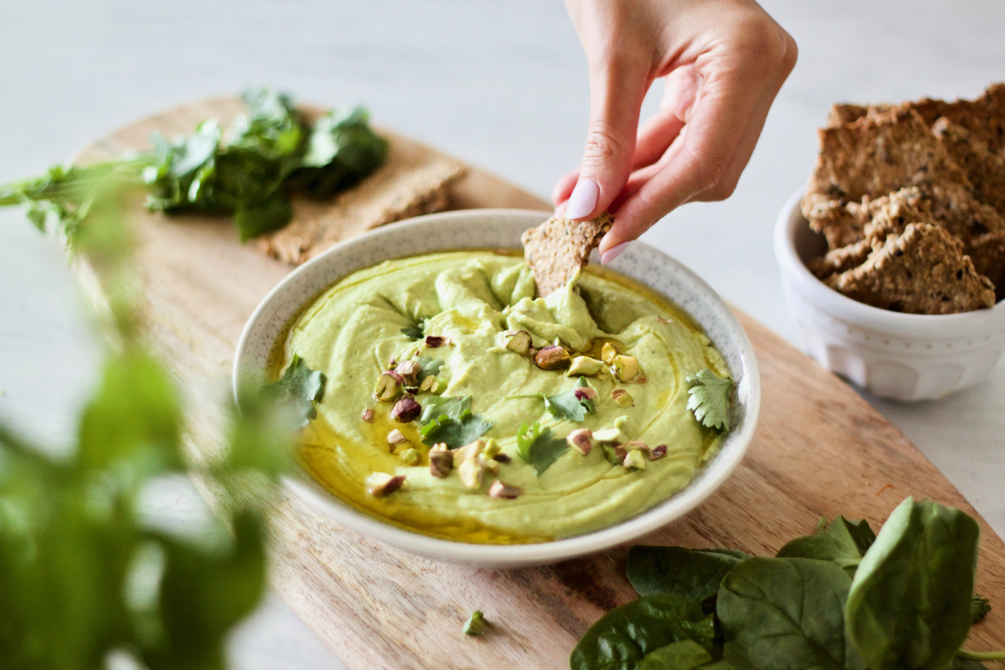 Healthy-Hummus-fresh herbs-cilantro-saudável-húmus-ervas aromáticas-coentros-2